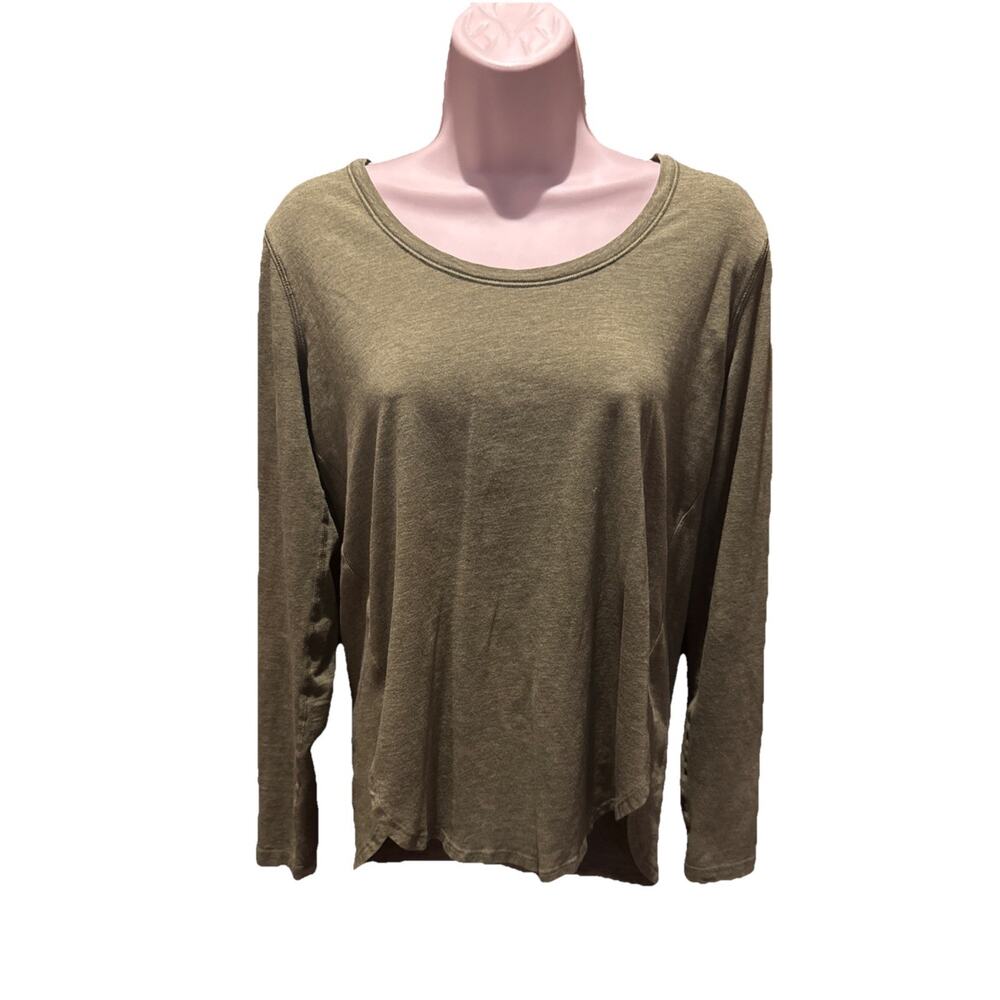 LULULEMON Back In Action green cotton l/s relaxed fit Top. Size 6/8